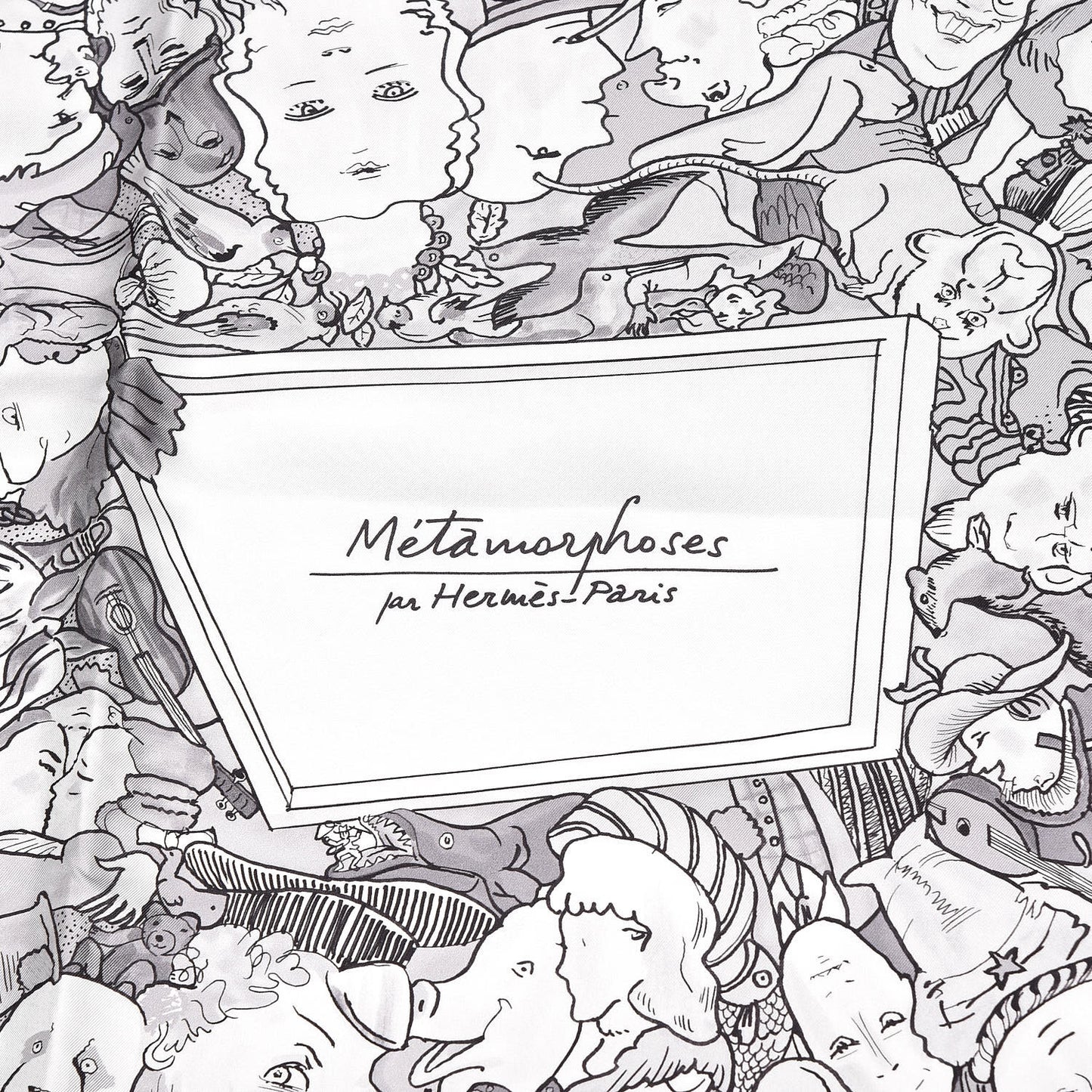 Silk Metamorphoses Par Paris Scarf 90 Gris Perle White Gris