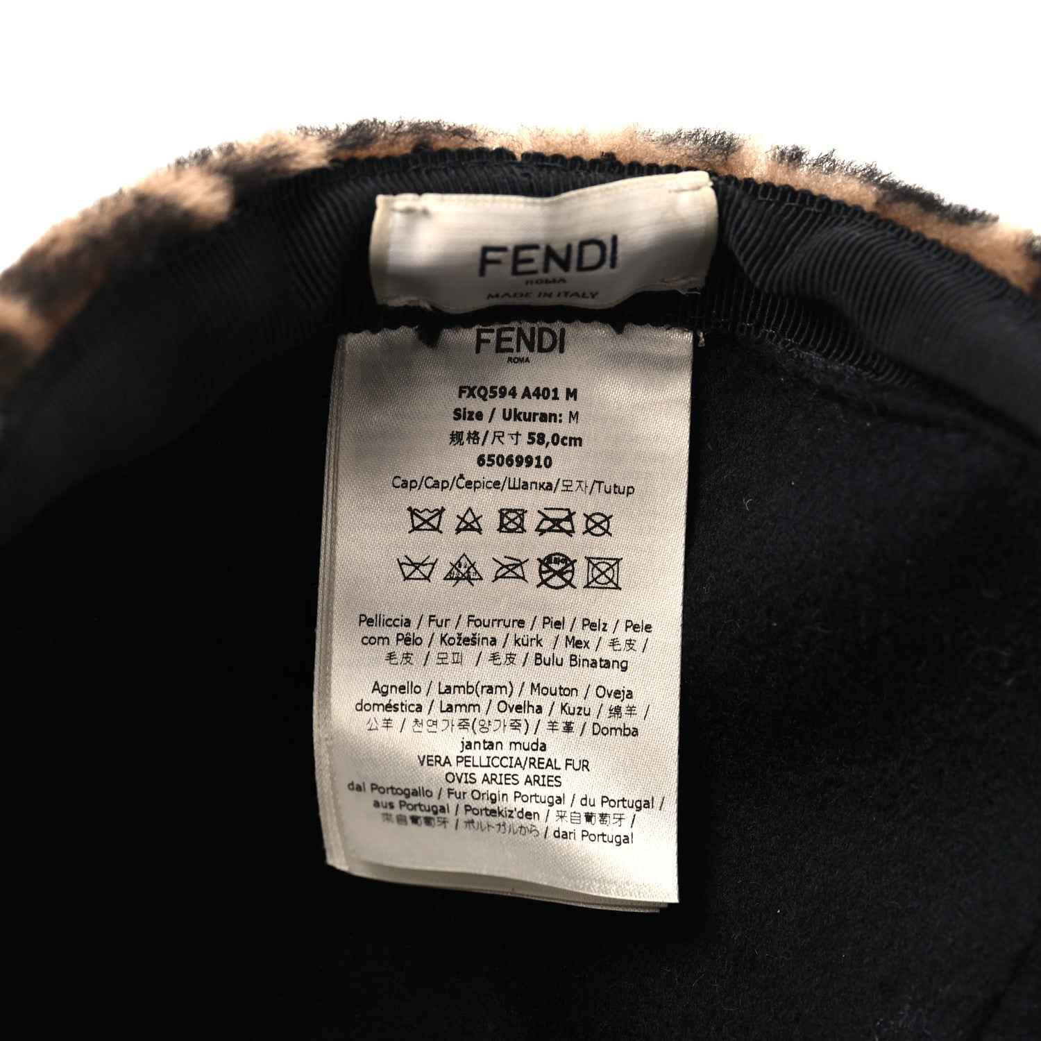 Fendi Shearling Macro FF 1974 Cap M Tobacco 8 of 8