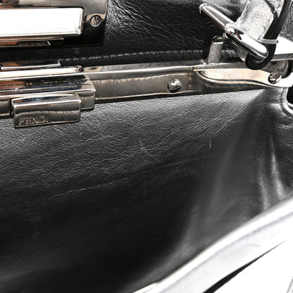 Fendi Vitello Catalan Mirror Medium Peekaboo Iconic Satchel Argento 12 of 17