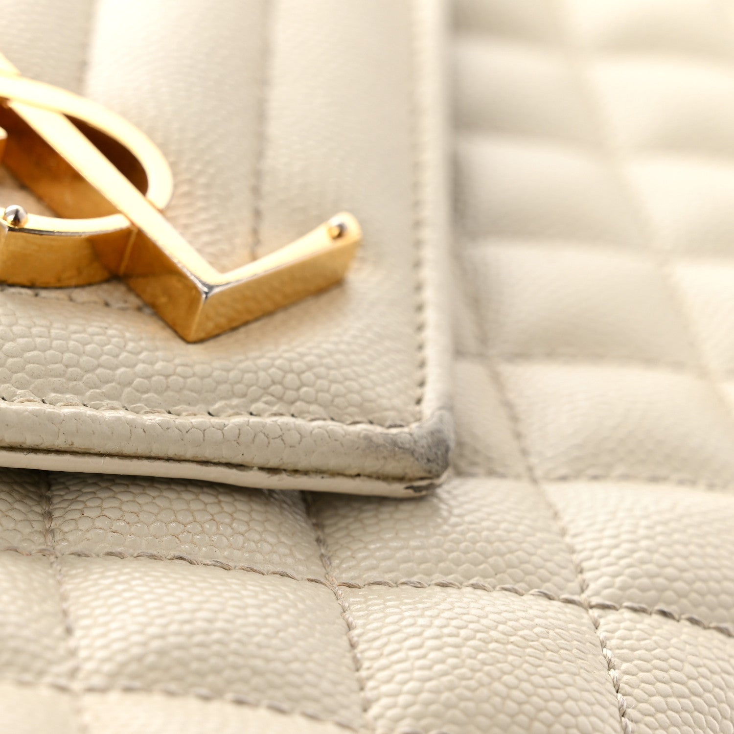 Saint Laurent Grain De Poudre Textured Mixed Matelasse Triquilt Medium Monogram Satchel Crema Soft 18 of 19