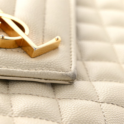 Saint Laurent Grain De Poudre Textured Mixed Matelasse Triquilt Medium Monogram Satchel Crema Soft 18 of 19