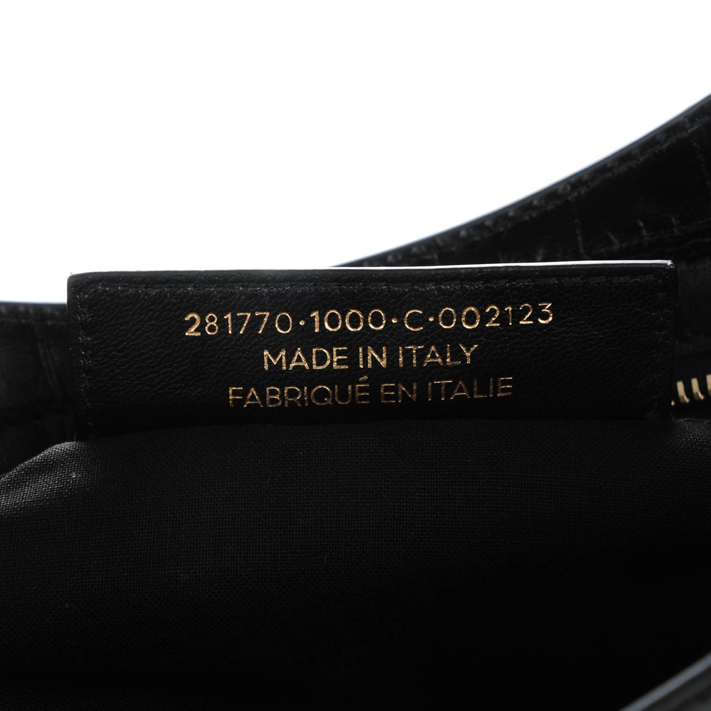Calfskin Crocodile Embossed Giant 12 Gold Hardware City Black