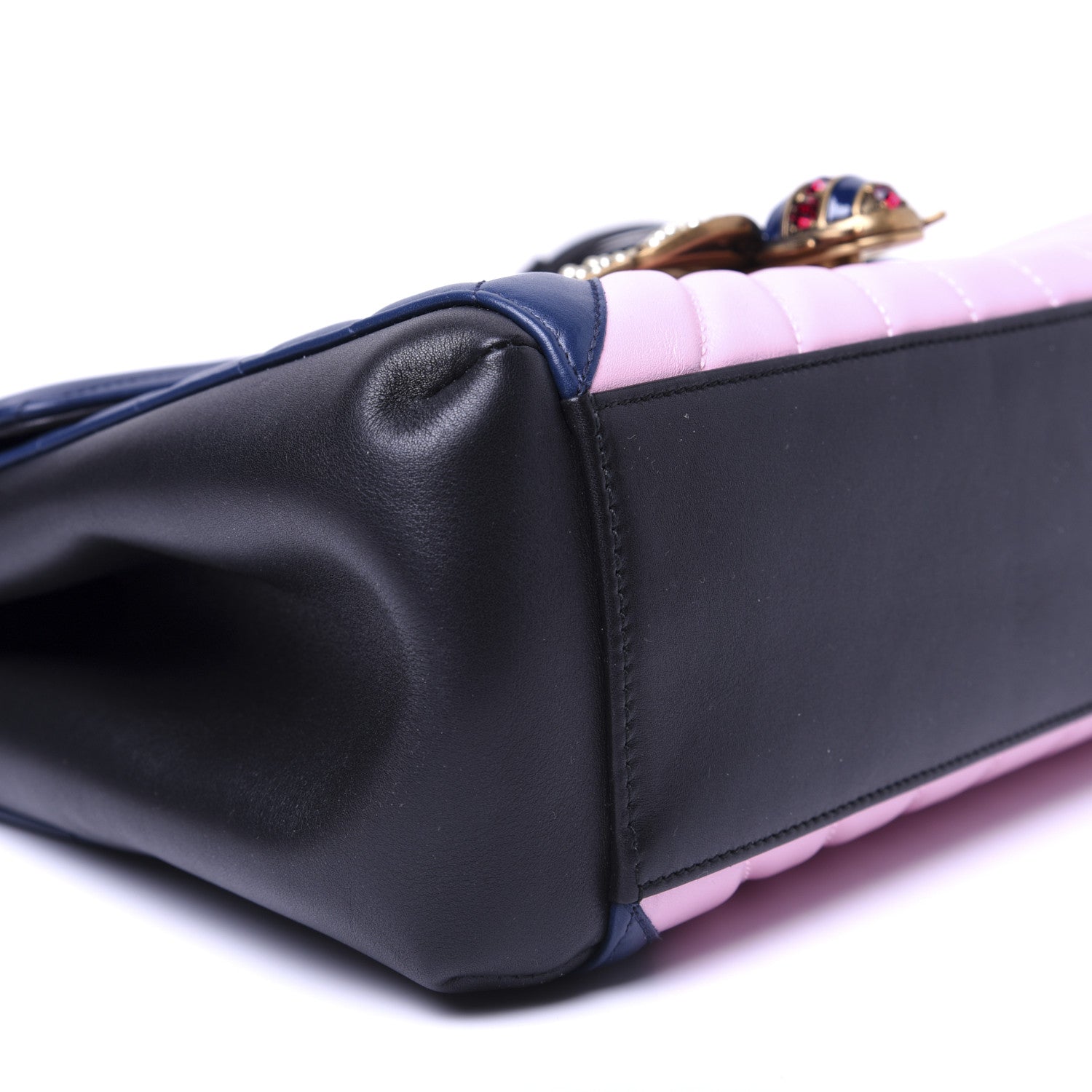 Gucci Calfskin Bamboo Trapuntata Queen Margaret Top Handle Bag Blue Agata Hibiscus Red Mystic White Sugar Pink 6 of 20