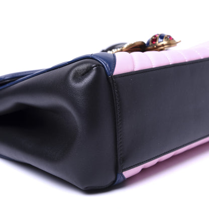Gucci Calfskin Bamboo Trapuntata Queen Margaret Top Handle Bag Blue Agata Hibiscus Red Mystic White Sugar Pink 6 of 20