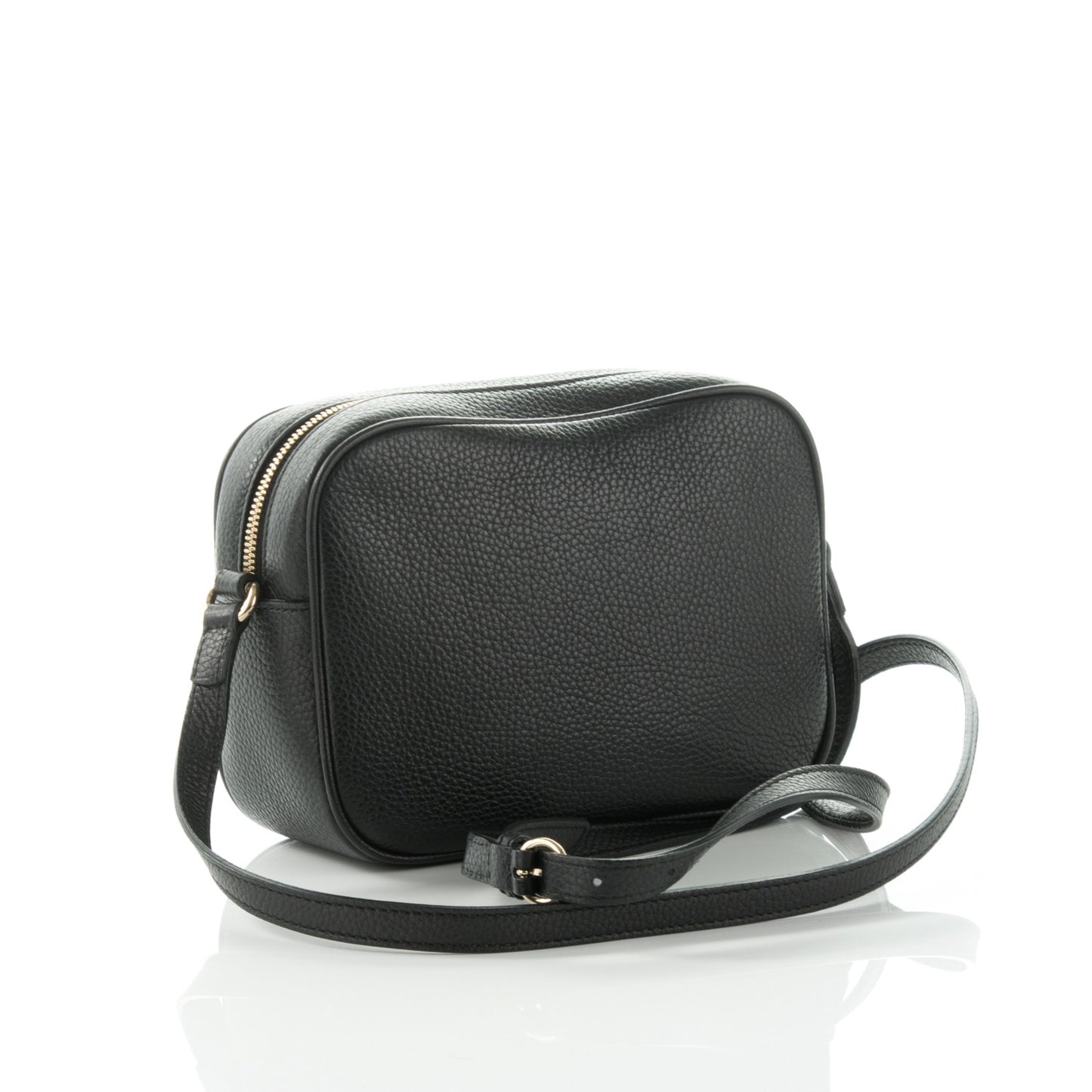 Pebbled Calfskin Small Soho Disco Bag Black