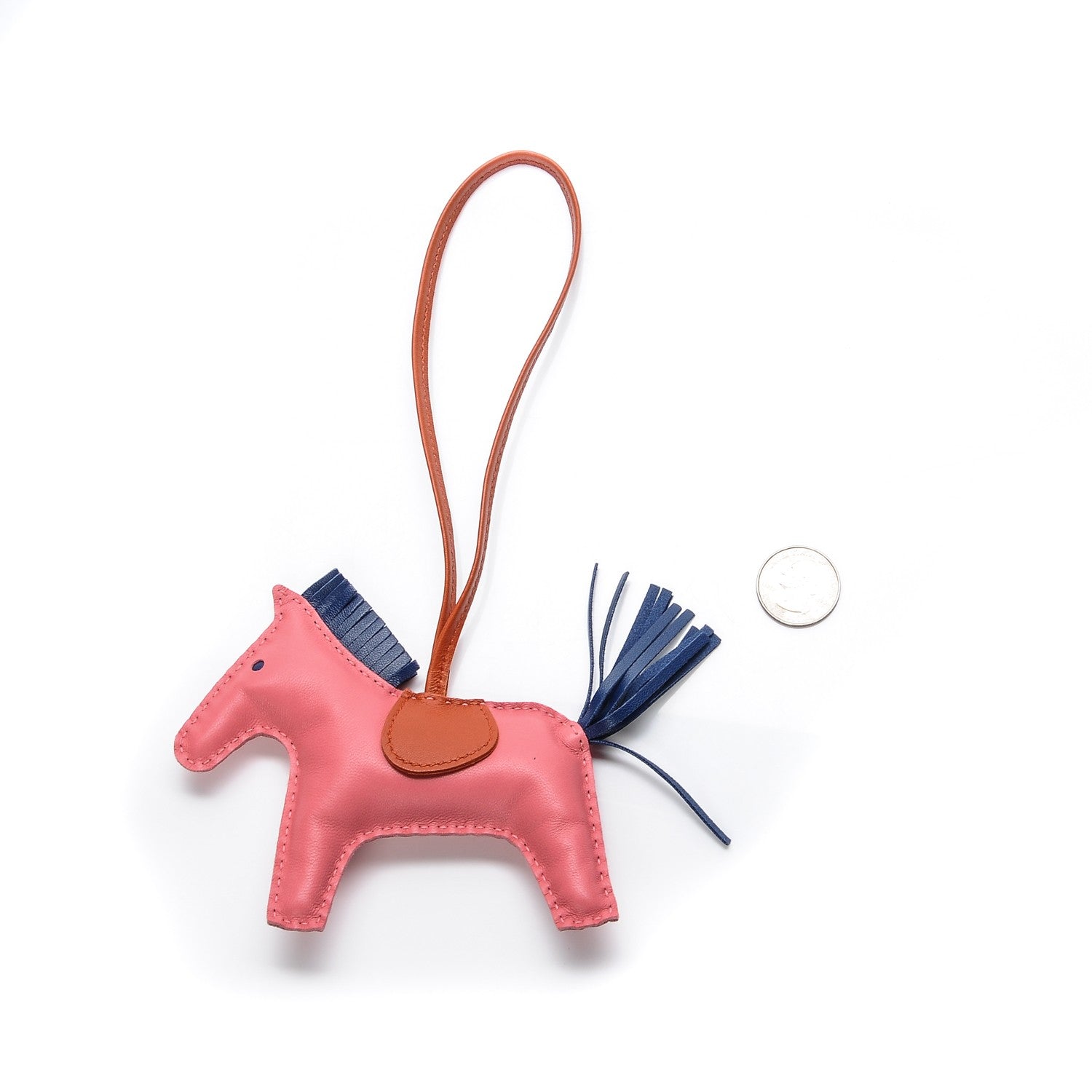 Hermes Milo Lambskin Grigri Rodeo Horse Bag Charm MM Rose Azalee Cornaline Bleu De Malte 2 of 3
