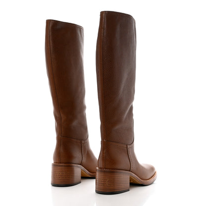 Gucci Grained Calfskin Knee High Boots 37.5 Brown 4 of 9