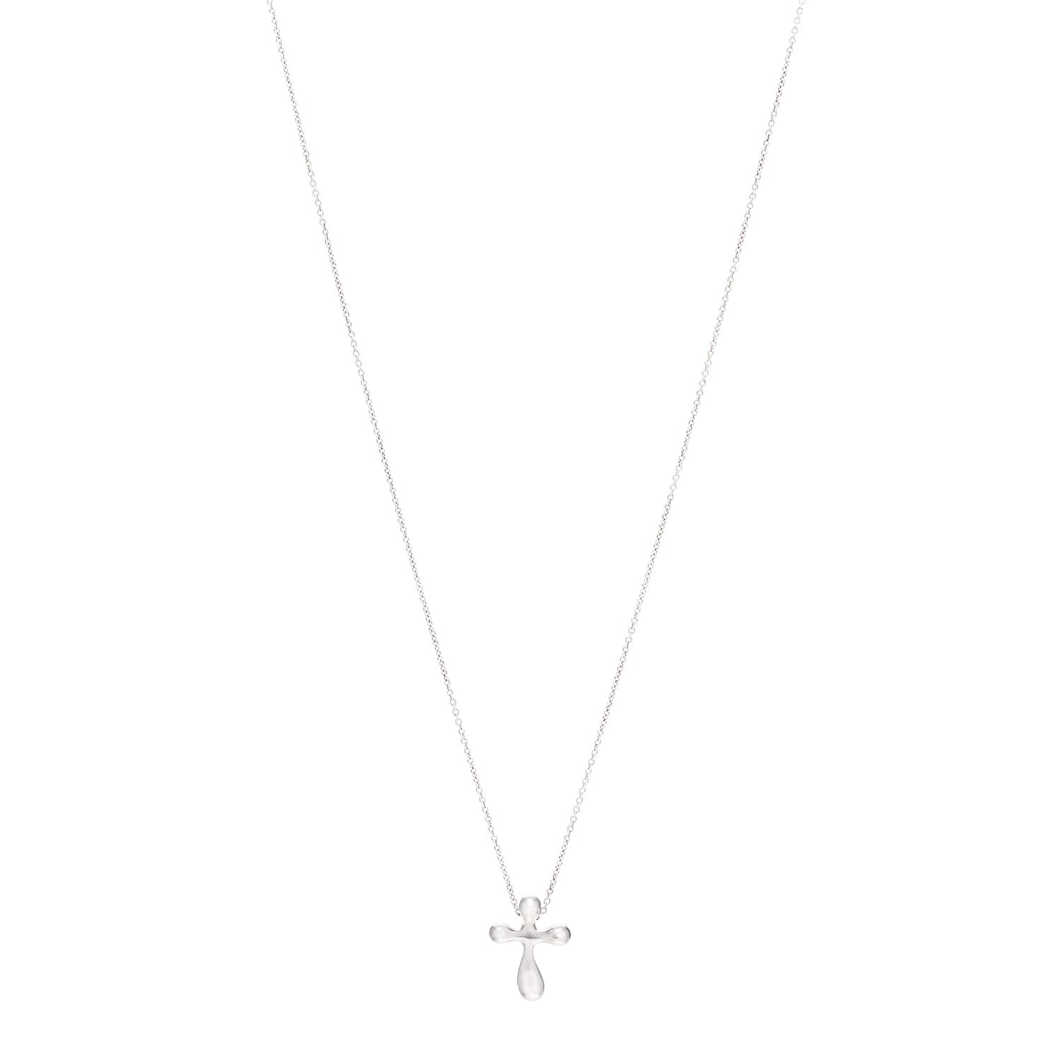 Tiffany Sterling Silver 12mm Elsa Peretti Cross Pendant Necklace 1 of 5