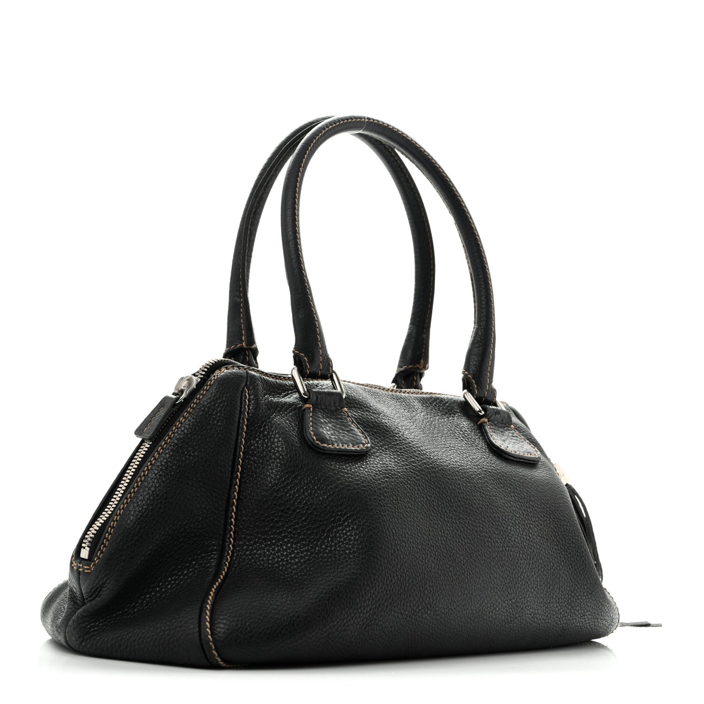 Calfskin Large Tassel Bowler Black