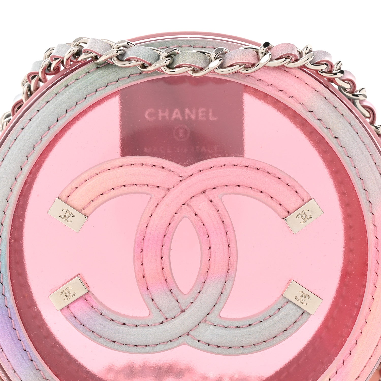 Chanel PVC Lambskin Filigree Round Clutch With Chain Pink 8 of 11
