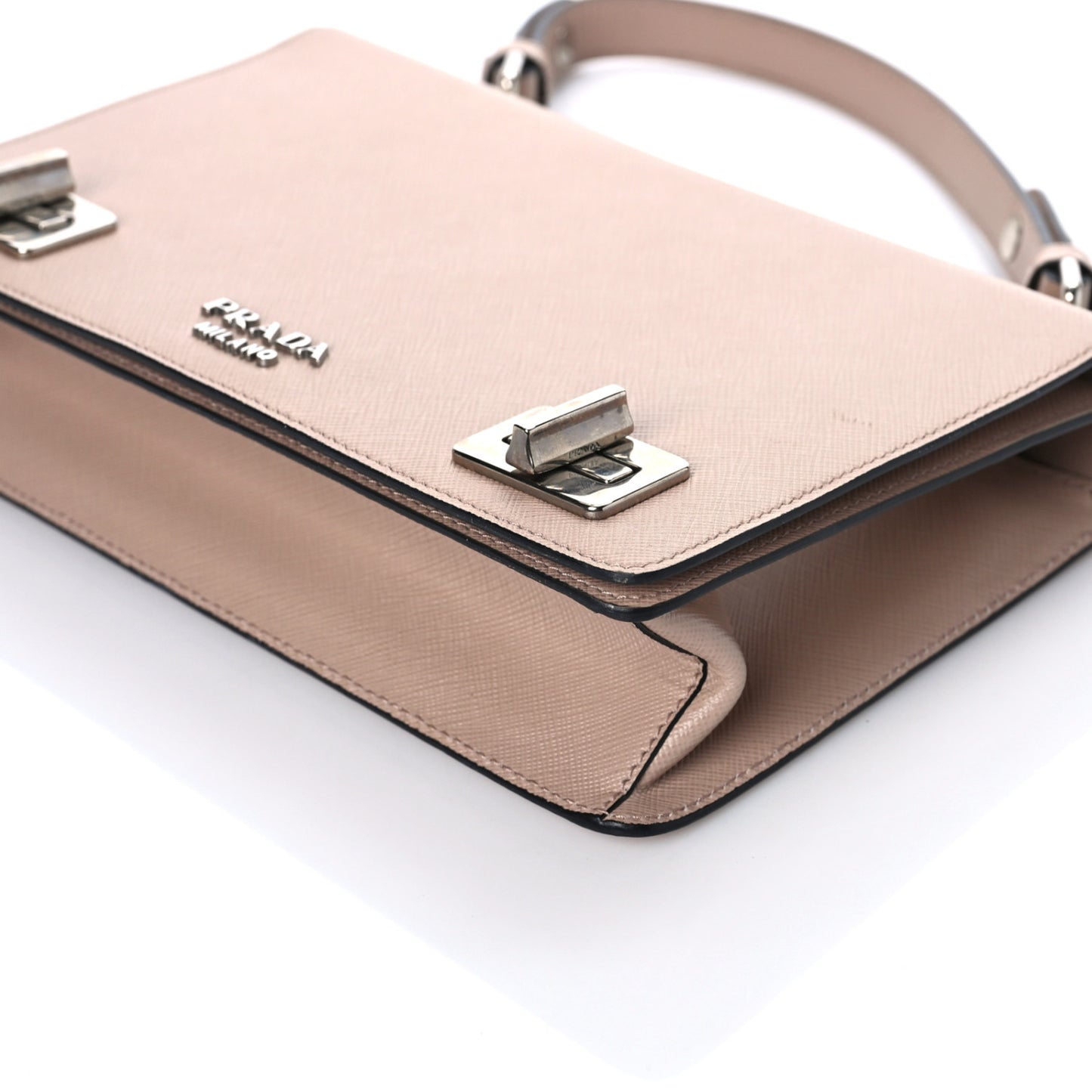 Saffiano Double Turnlock Top Handle Flap Shoulder Bag Cipria