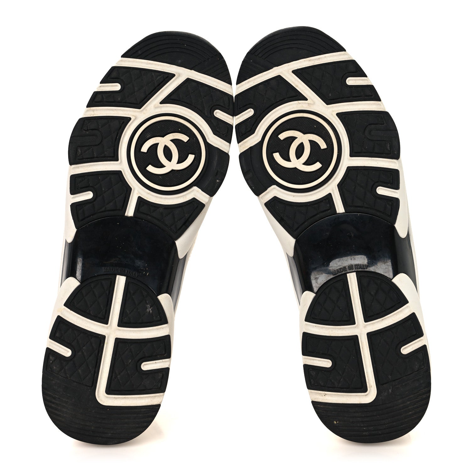 Chanel Mesh Suede Calfskin Grained Calfskin Womens CC Sneakers 41 White Black 7 of 11