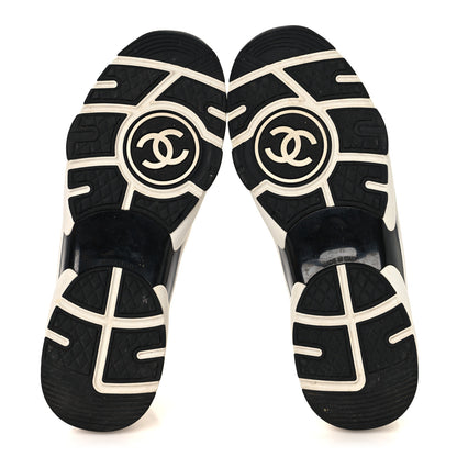 Chanel Mesh Suede Calfskin Grained Calfskin Womens CC Sneakers 41 White Black 7 of 11