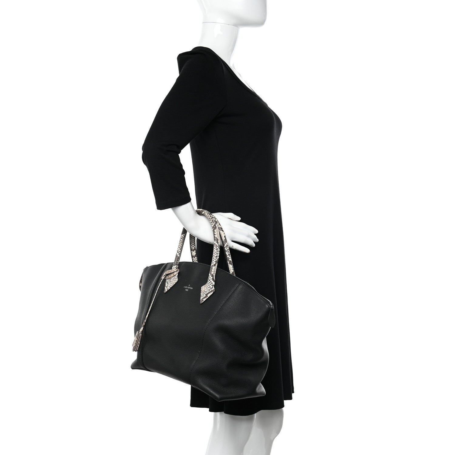 Louis Vuitton Veau Cachemire Snakeskin Soft Lockit MM Black 2 of 9