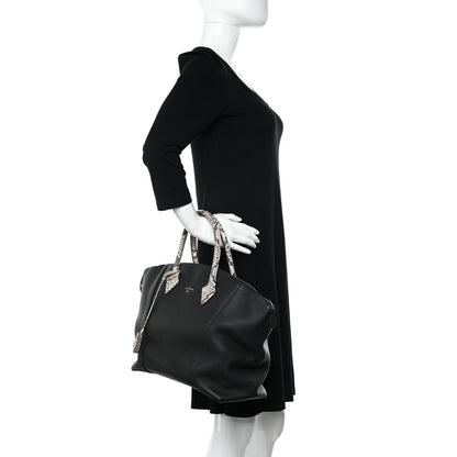 Louis Vuitton Veau Cachemire Snakeskin Soft Lockit MM Black 2 of 9