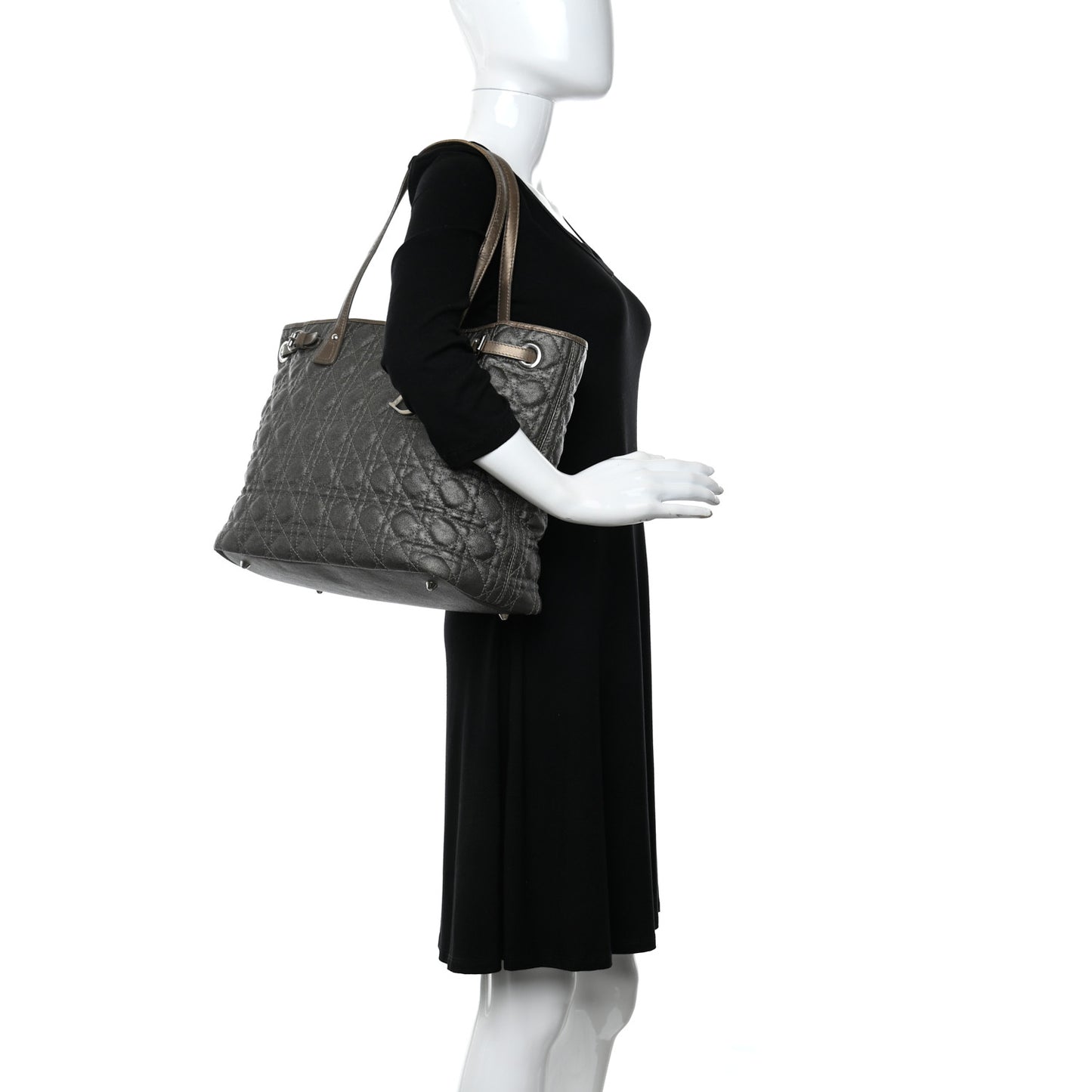 Coated Canvas Cannage Medium Panarea Tote Bronze