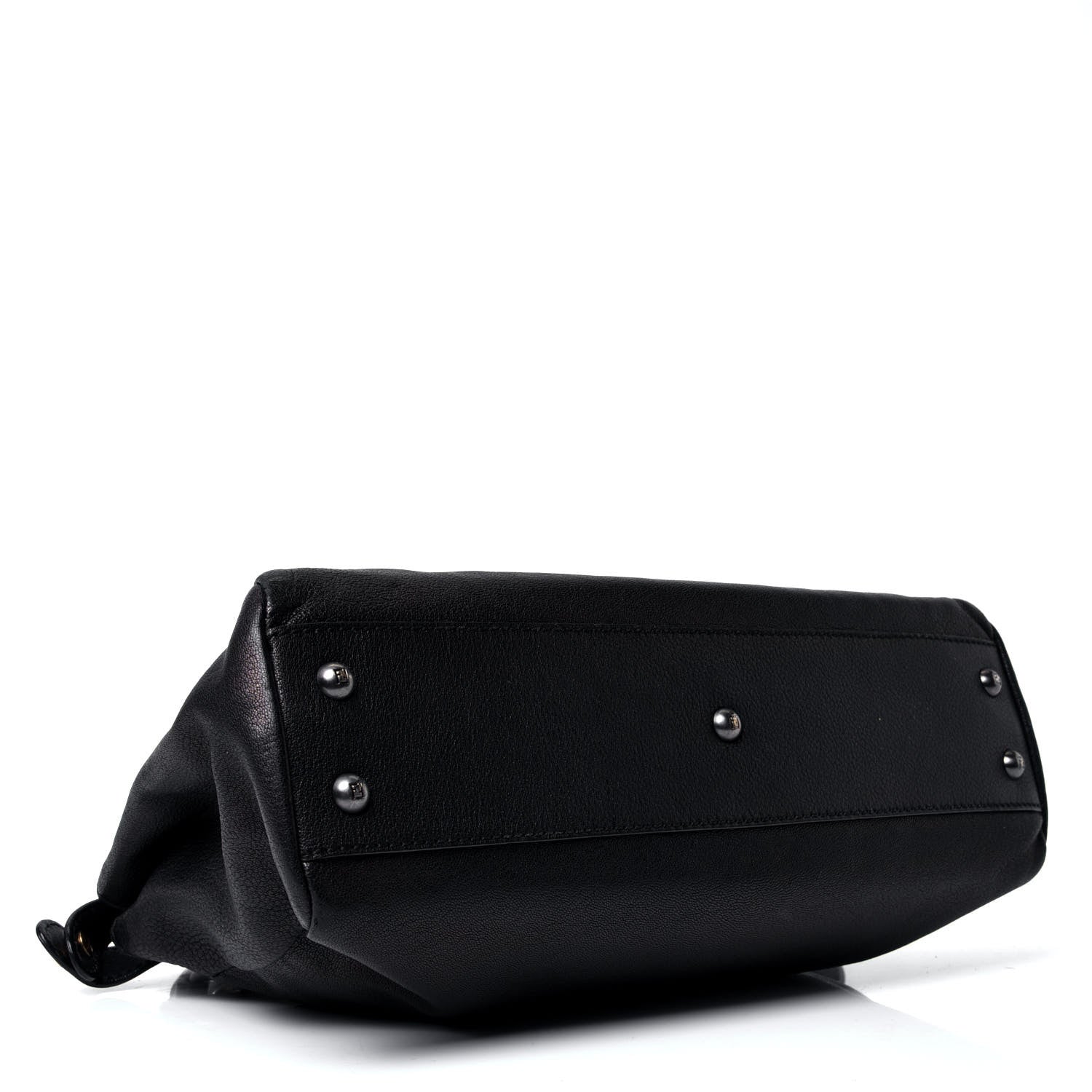 Fendi Goatskin Zucca Medium Peekaboo Iconic Satchel Black Tobacco 3 of 4