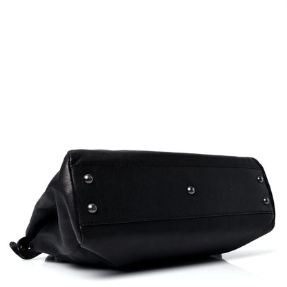Fendi Goatskin Zucca Medium Peekaboo Iconic Satchel Black Tobacco 3 of 4