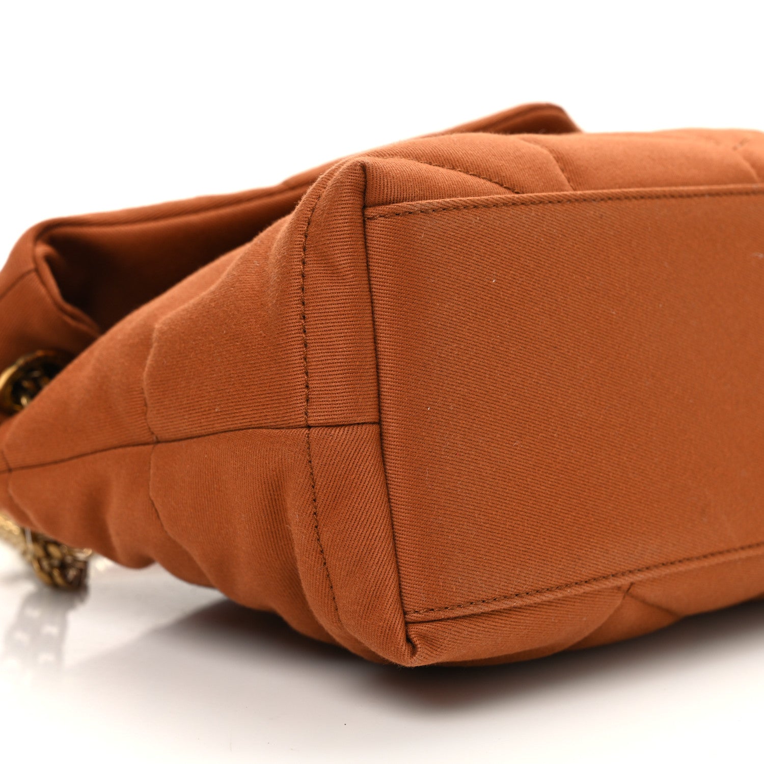 Saint Laurent Canvas Quilted Small Loulou Puffer Monogram Chain Satchel Hot Rust 9 of 10