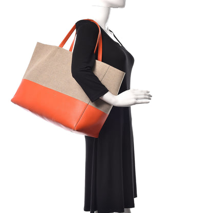 Celine Canvas Lambskin Horizontal Bi-Color Cabas Fluo Orange 2 of 16