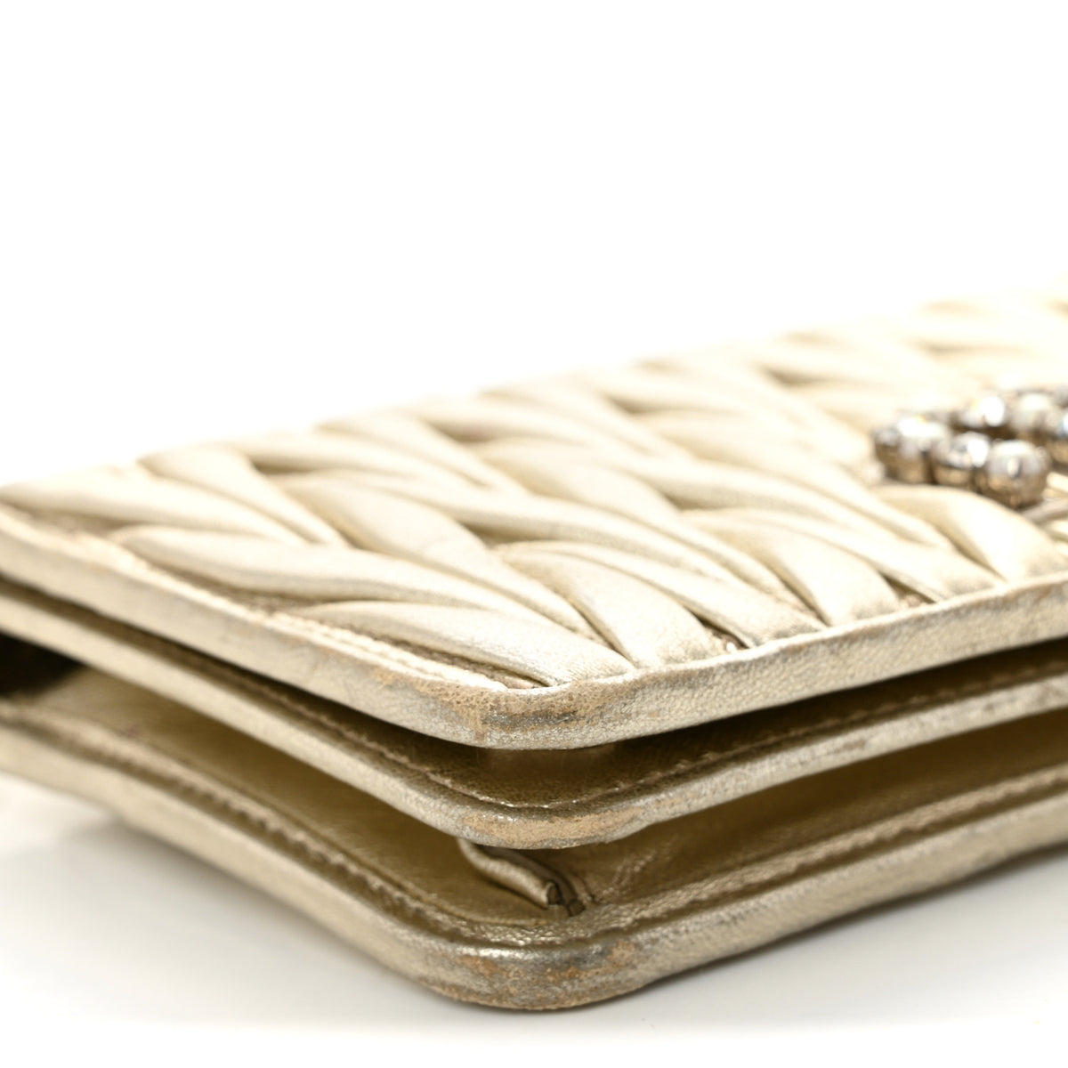 Miu Miu Metallic Nappa Matelasse Chain Crossbody Gold 10 of 12