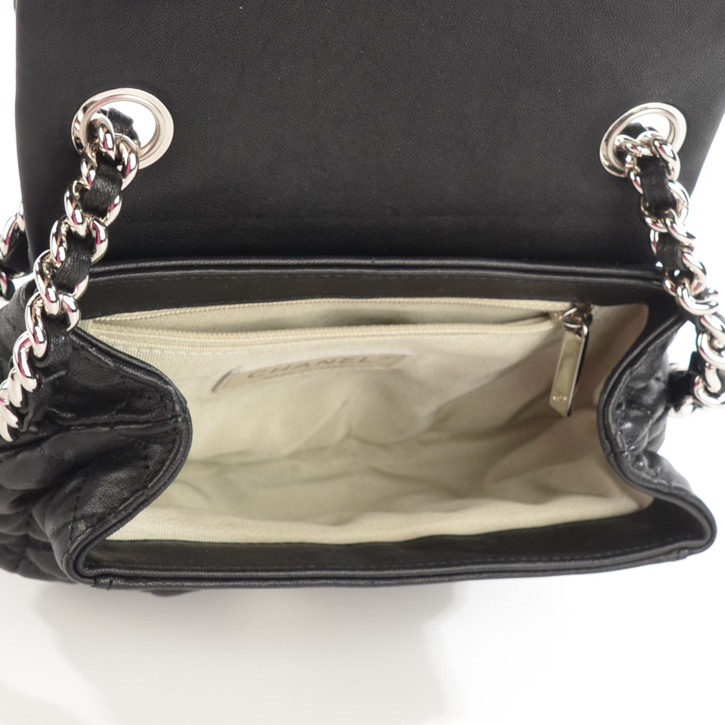 Washed Lambskin Chain Around Mini Flap Black