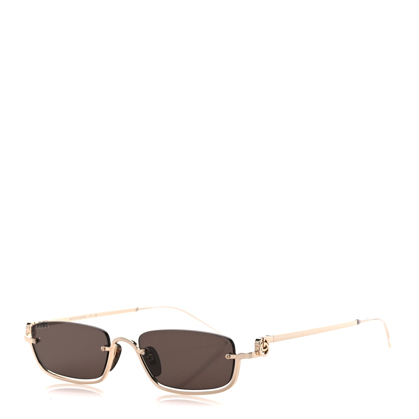 Metal Rectangular Frame Sunglasses GG1278S Brown Gold