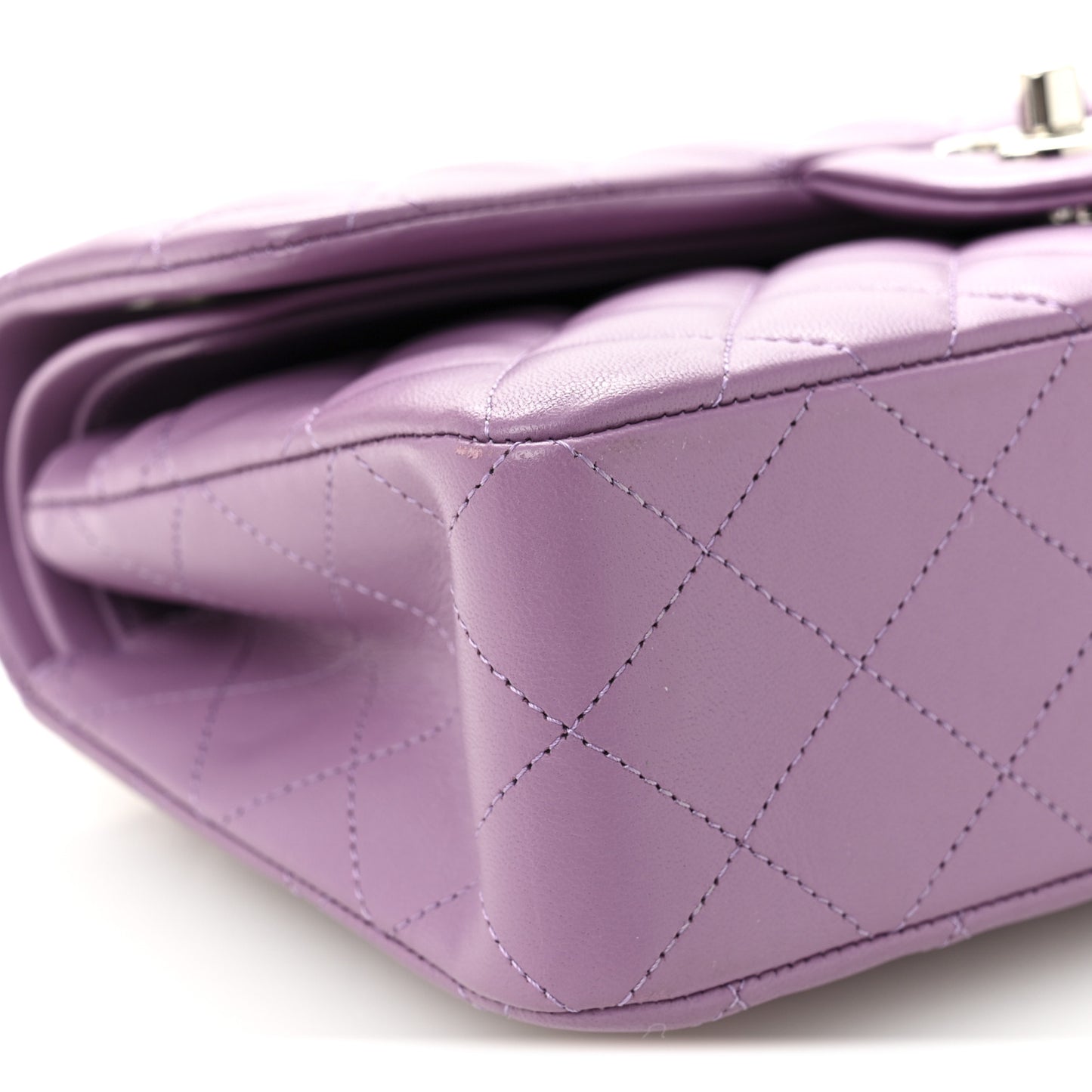 Lambskin Quilted Small Double Flap Purple