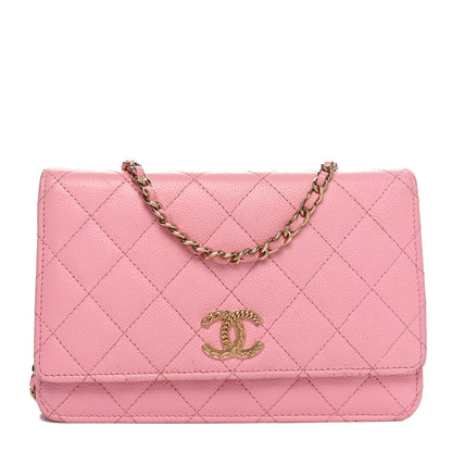 Chanel Caviar Quilted Chain CC Wallet On Chain WOC Pink 1 of 11
