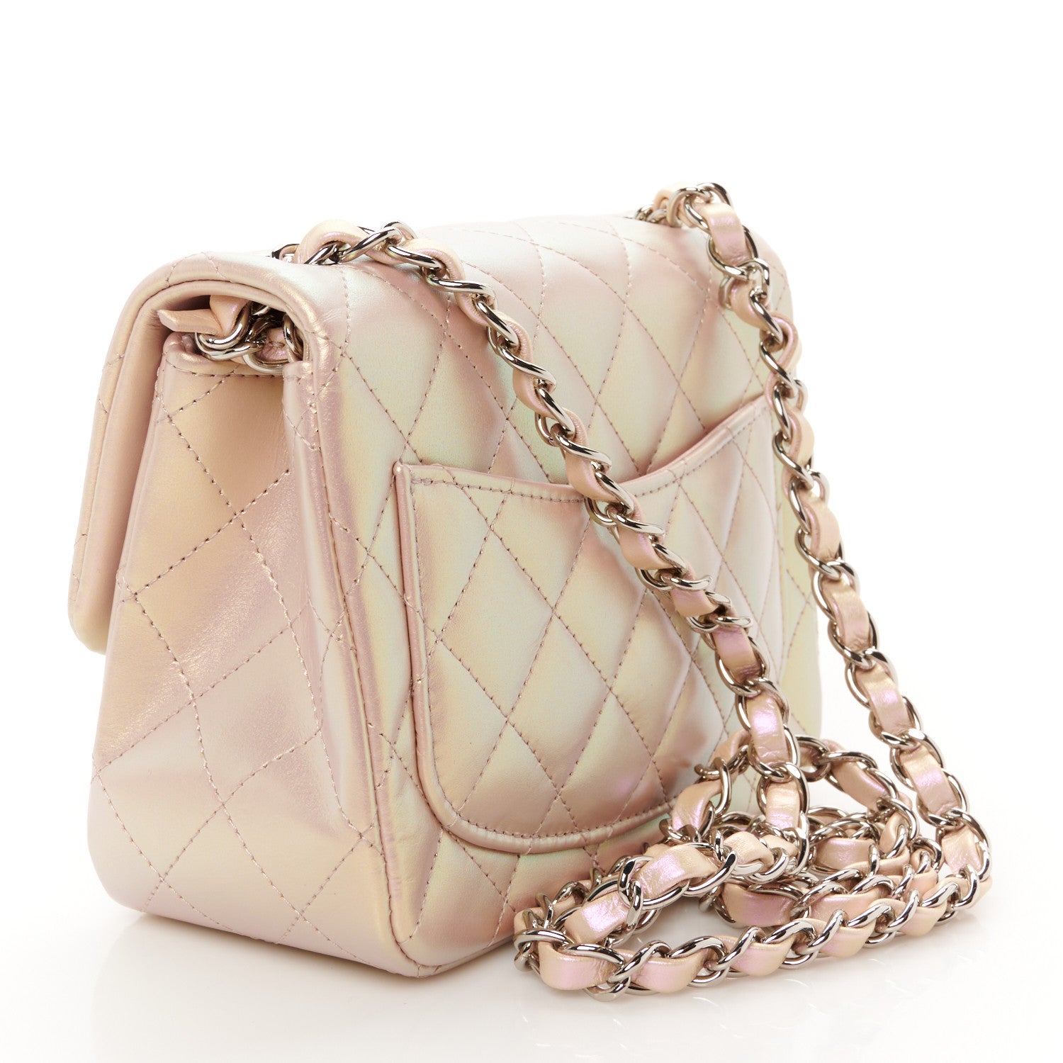 Chanel Iridescent Calfskin Quilted Mini Square Flap Pink 3 of 11