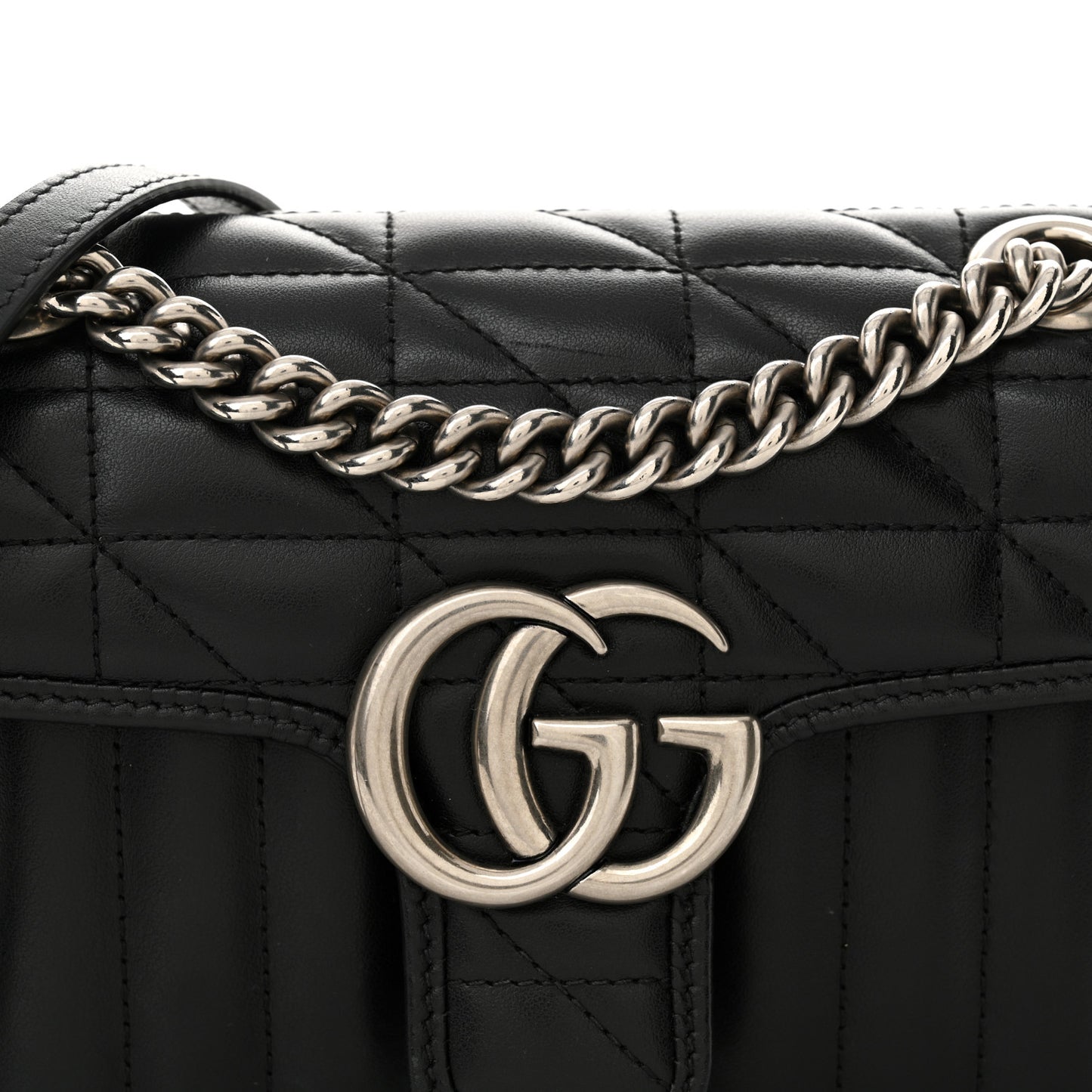 Calfskin Matelasse Aria Mini GG Marmont Shoulder Bag Black