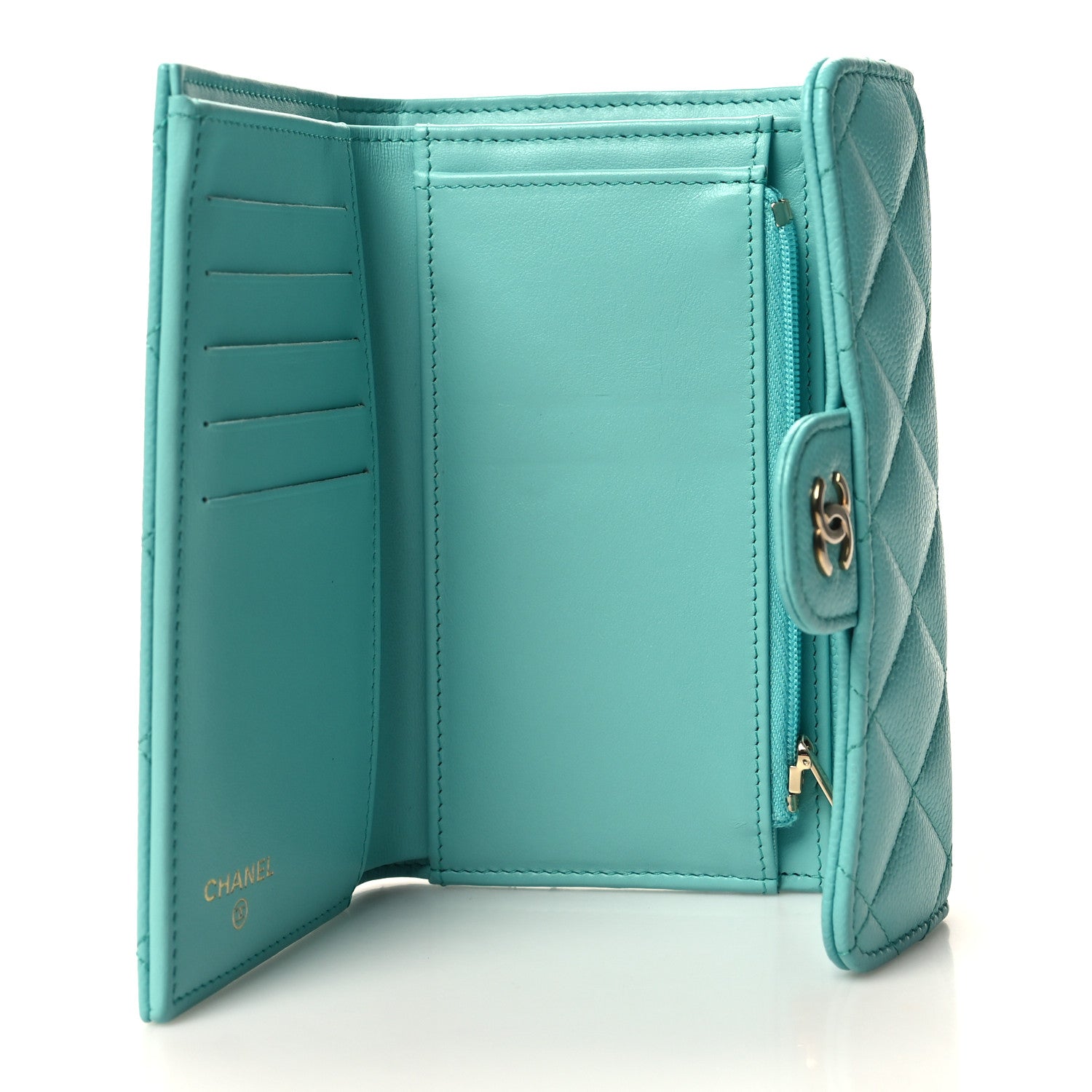 Chanel Caviar Quilted Medium Flap Wallet Light Blue 5 of 9