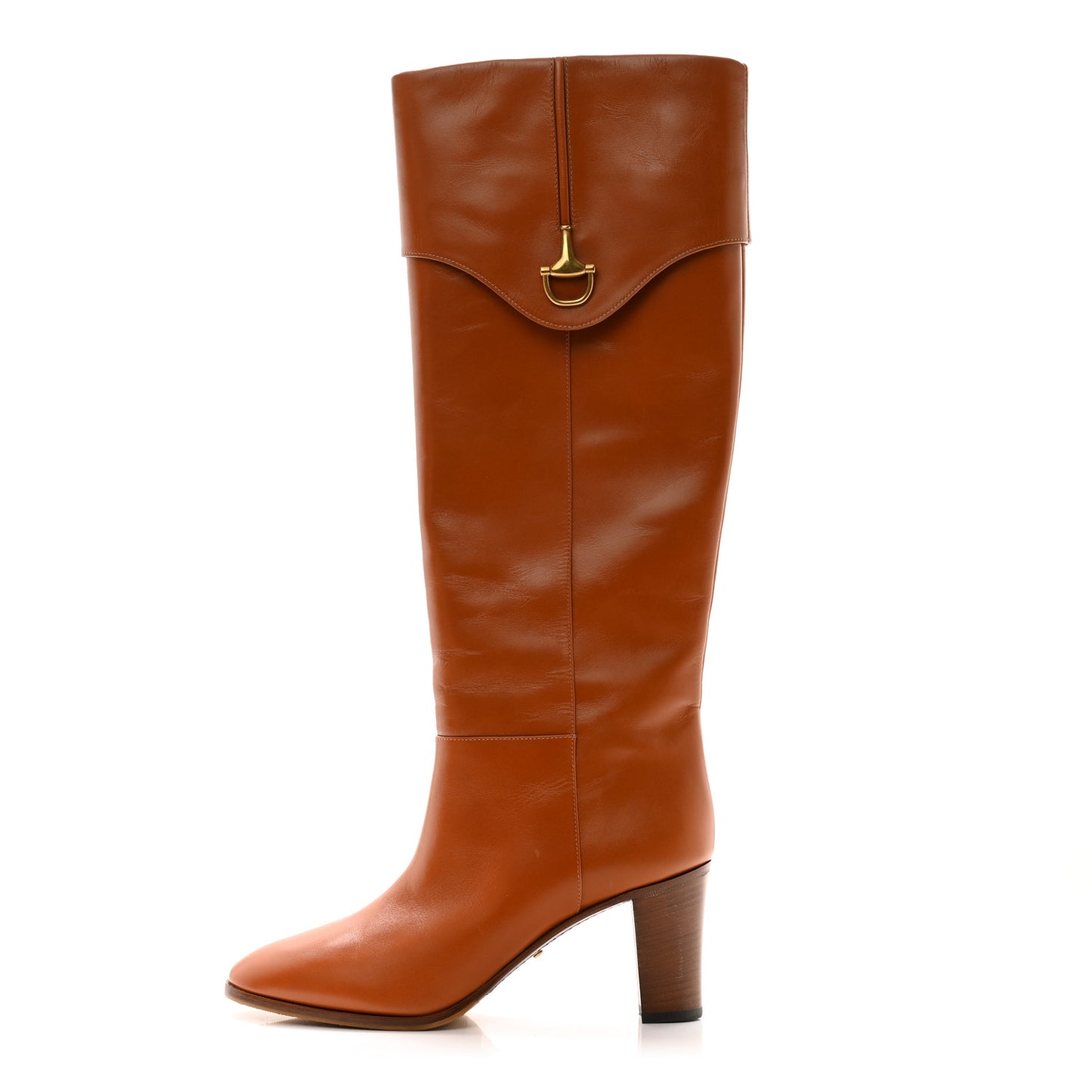 Calfskin Half Horsebit Tall Boots 40 Cognac