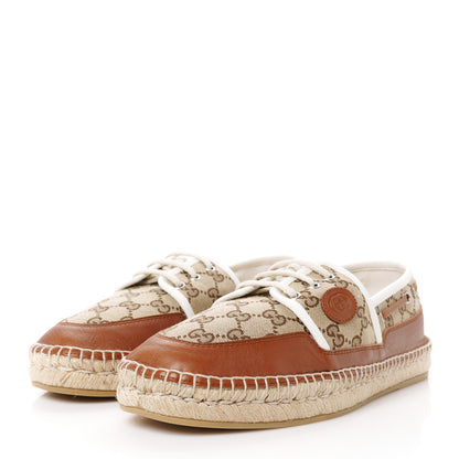 Gucci GG Monogram Mens Espadrille Loafers 9 Beige Ebony Mystic White 3 of 11