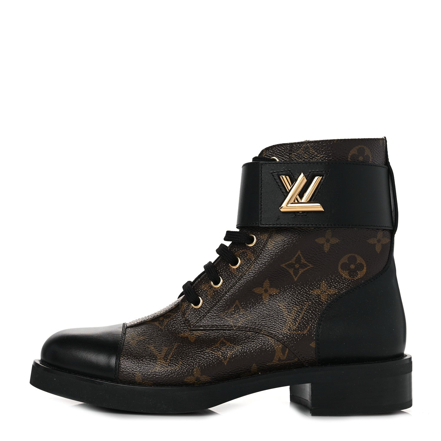 Louis Vuitton Calfskin Monogram Wonderland Flat Ranger Boots 40 Black 1 of 7