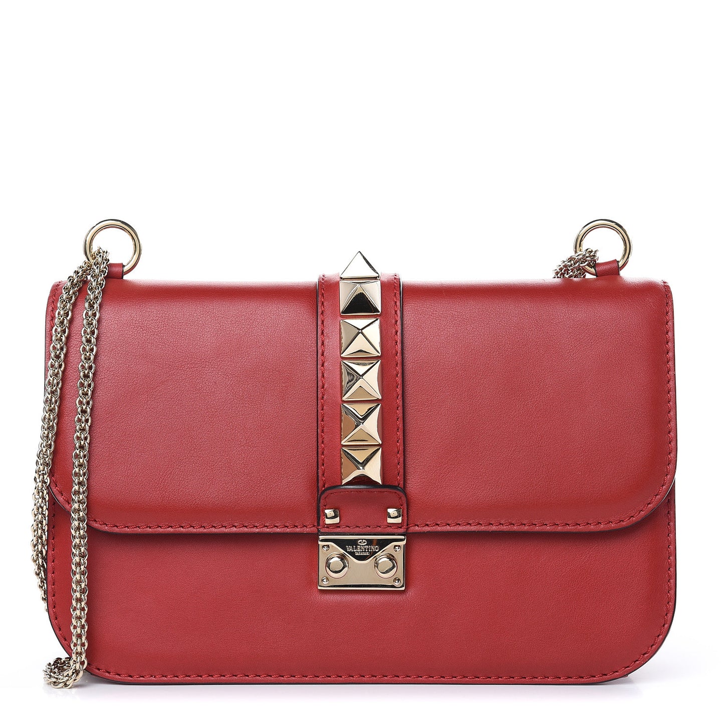 Vitello Medium Glam Lock Rockstud Flap Red