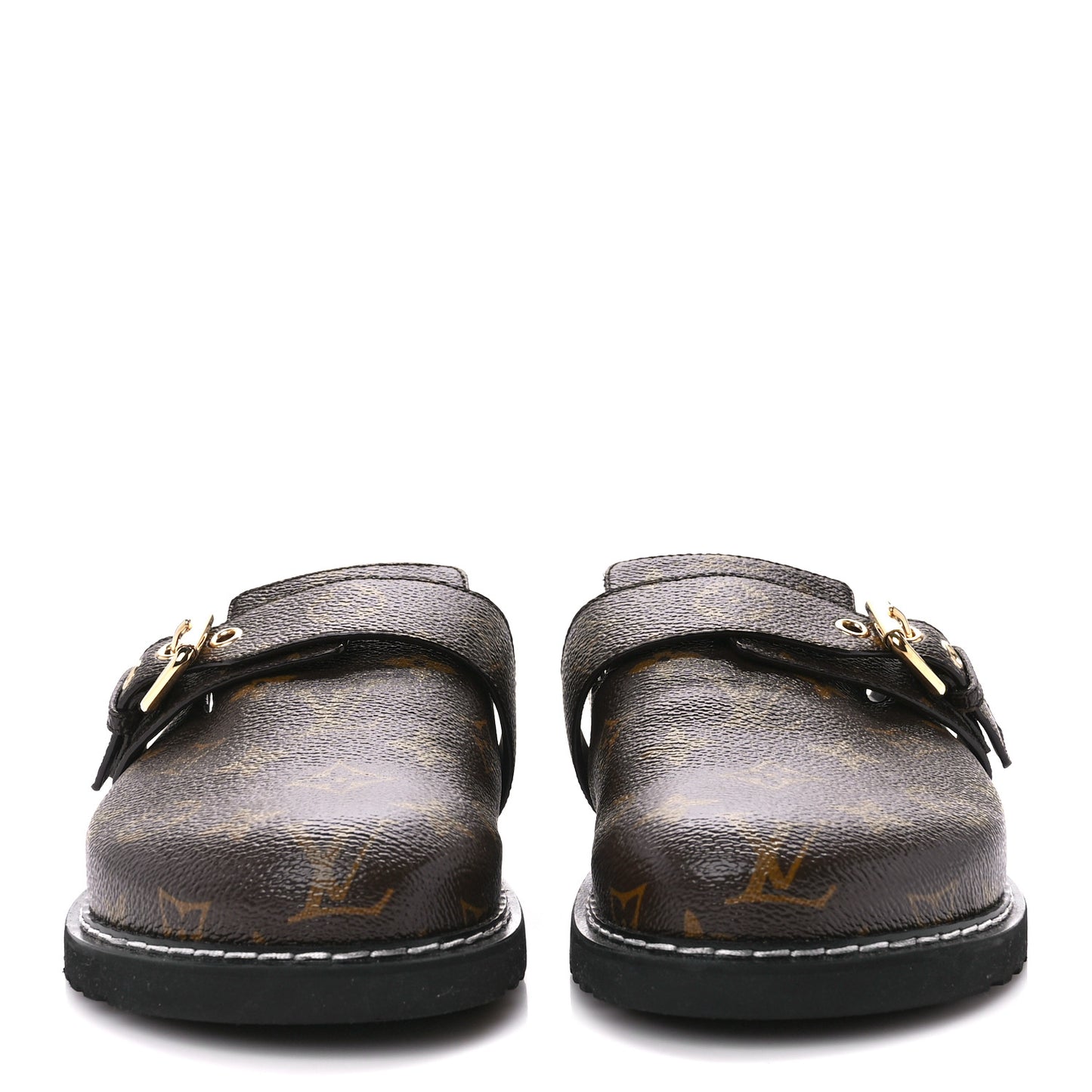 Patent Monogram Womens Cosy Flat Comfort Clog Mules 38 Brown