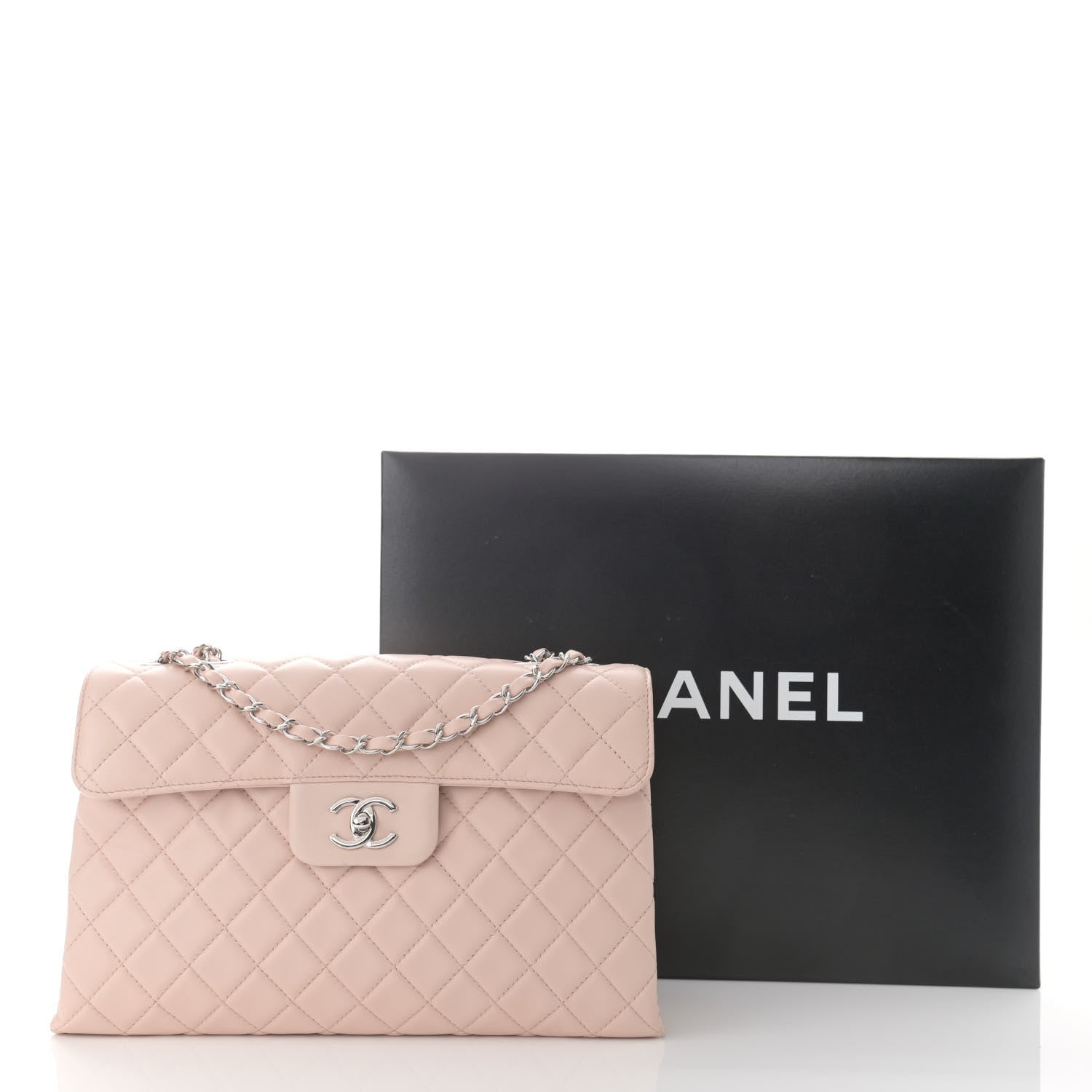 Chanel Lambskin Quilted Jumbo Chanel by 4 Flap Light Beige 15 of 15
