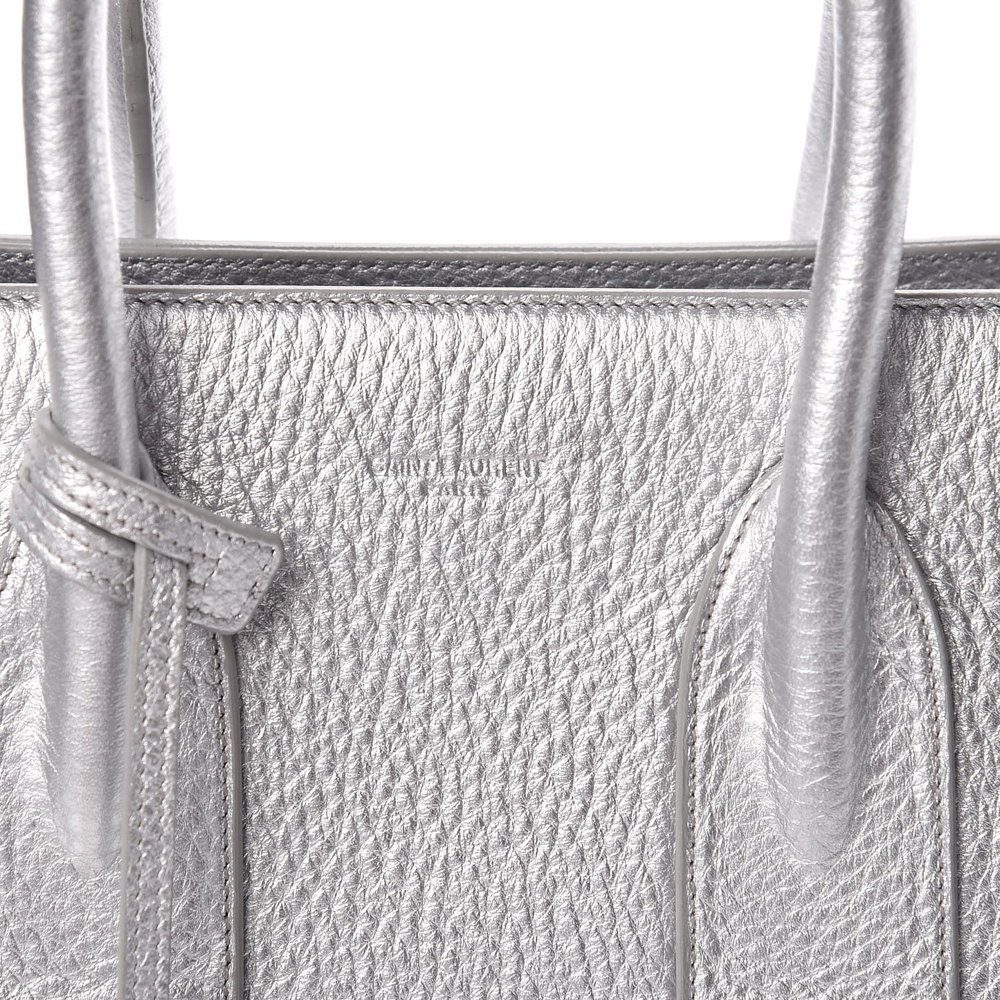 Metallic Calfskin Small Sac De Jour Silver