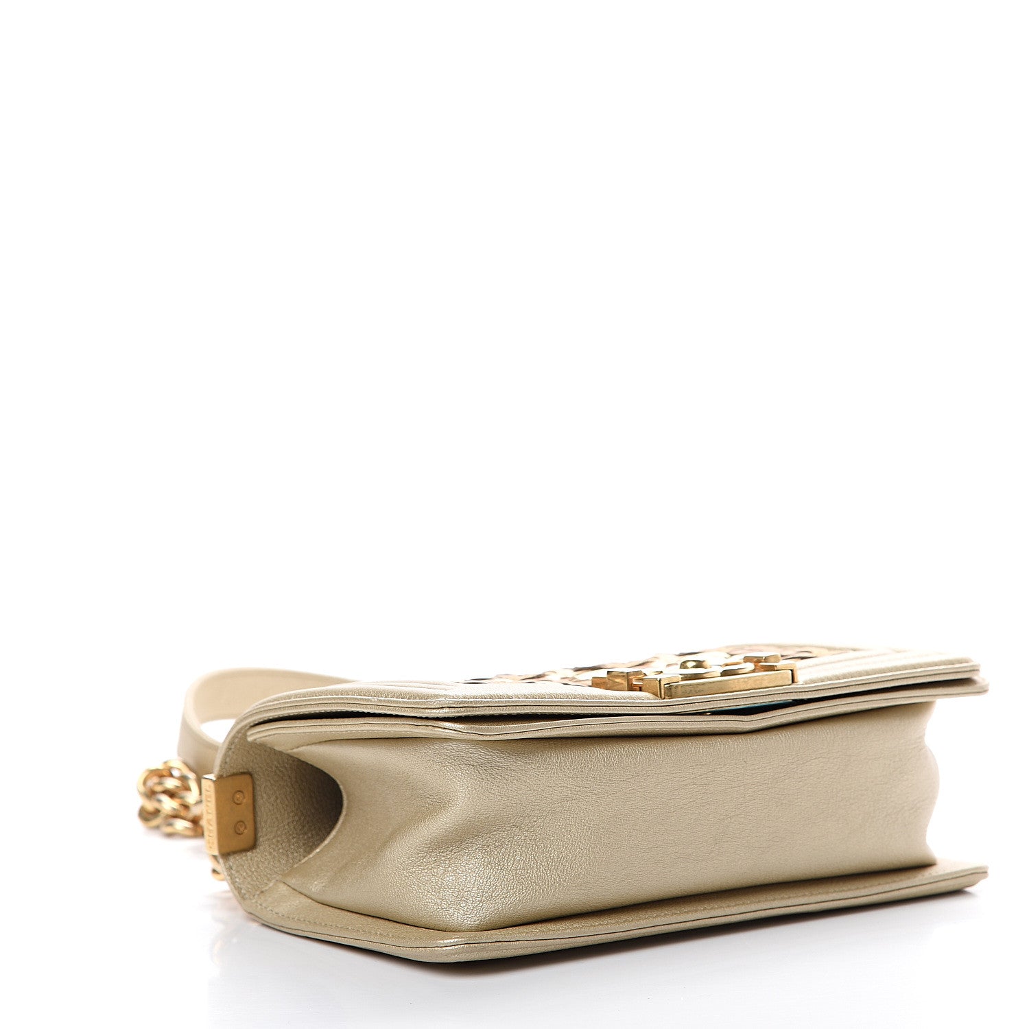 Chanel Metallic Lambskin Small Golden CC Boy Flap Gold 3 of 9