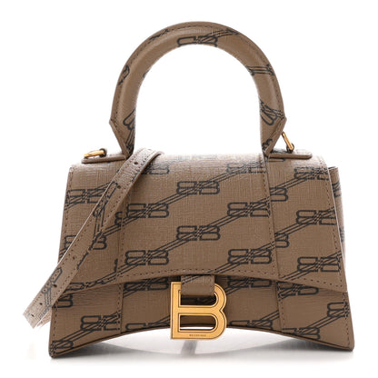 Balenciaga Coated Canvas BB Monogram Hourglass Top Handle Bag XS Beige Brown 1 of 11