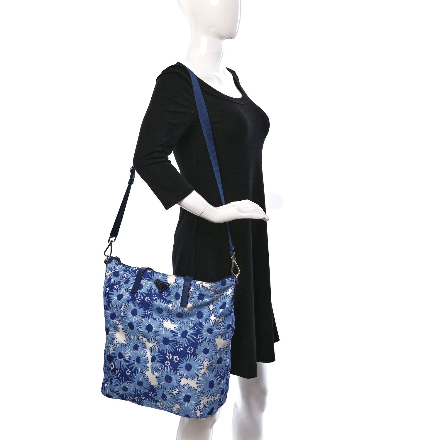 Prada Tessuto Nylon Saffiano Floral Print Tote Baltico Dis Primule 2 of 12