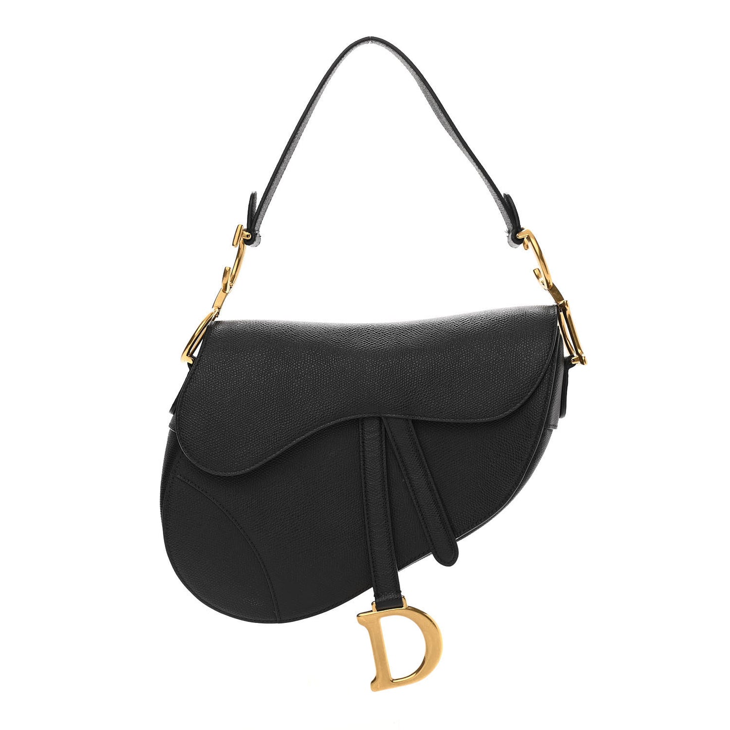 Grained Calfskin Saddle Bag Black