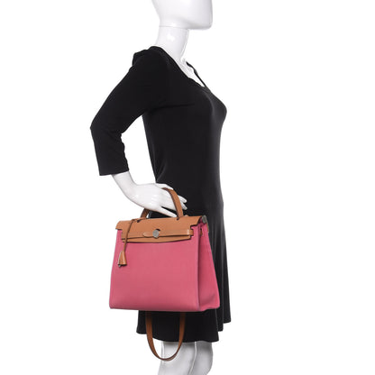 Hermes Vache Hunter Toile Herbag Zip 31 PM Rose Lipstick 3 of 16