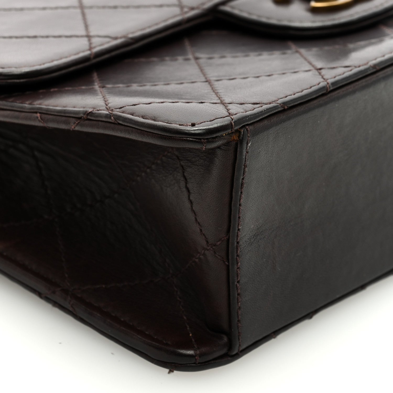 Chanel Lambskin Quilted Small Single Flap Dark Brown 8 of 9