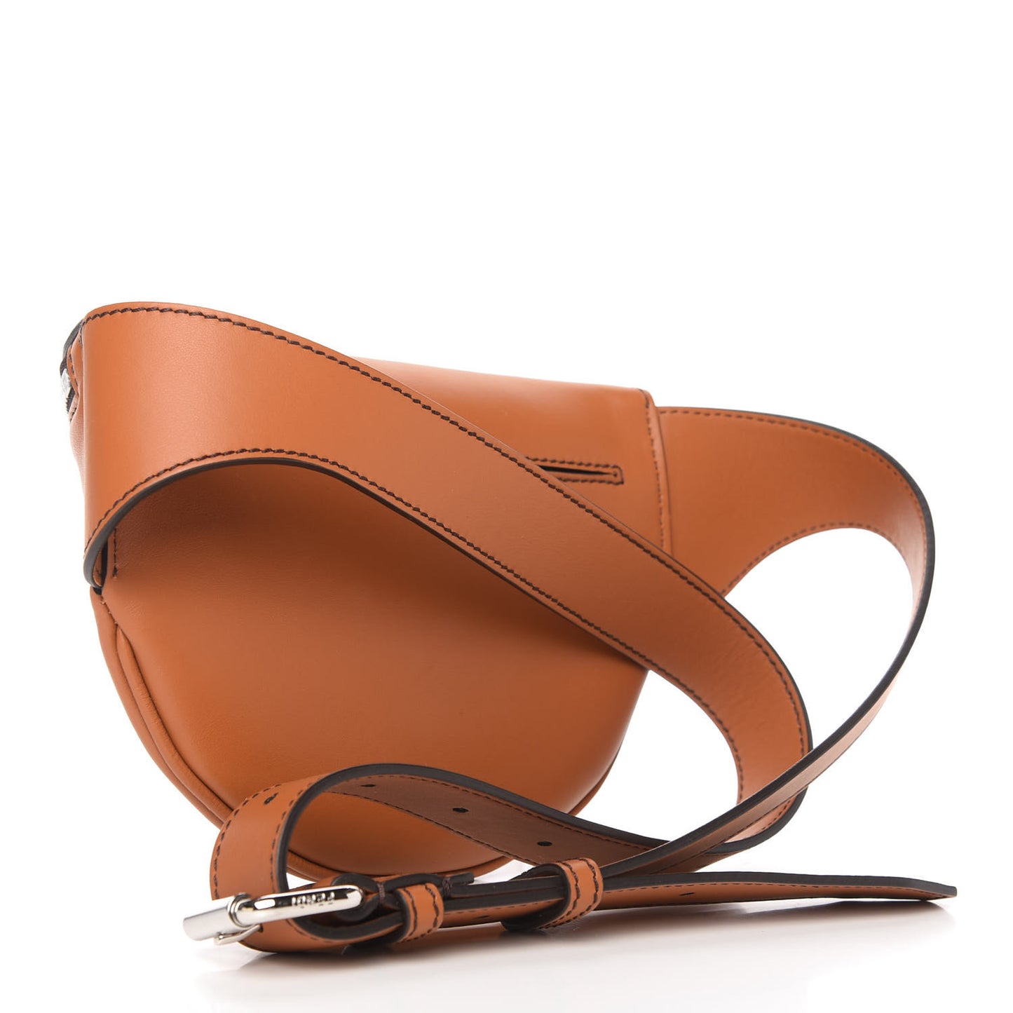 Vitello Grace Light Logo Embossed Small Belt Bag Brandy