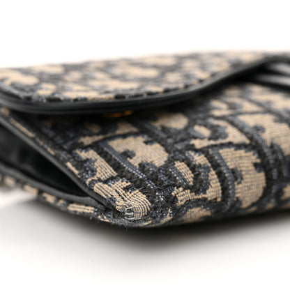 Christian Dior Oblique Saddle Chain Long Wallet Blue 10 of 15