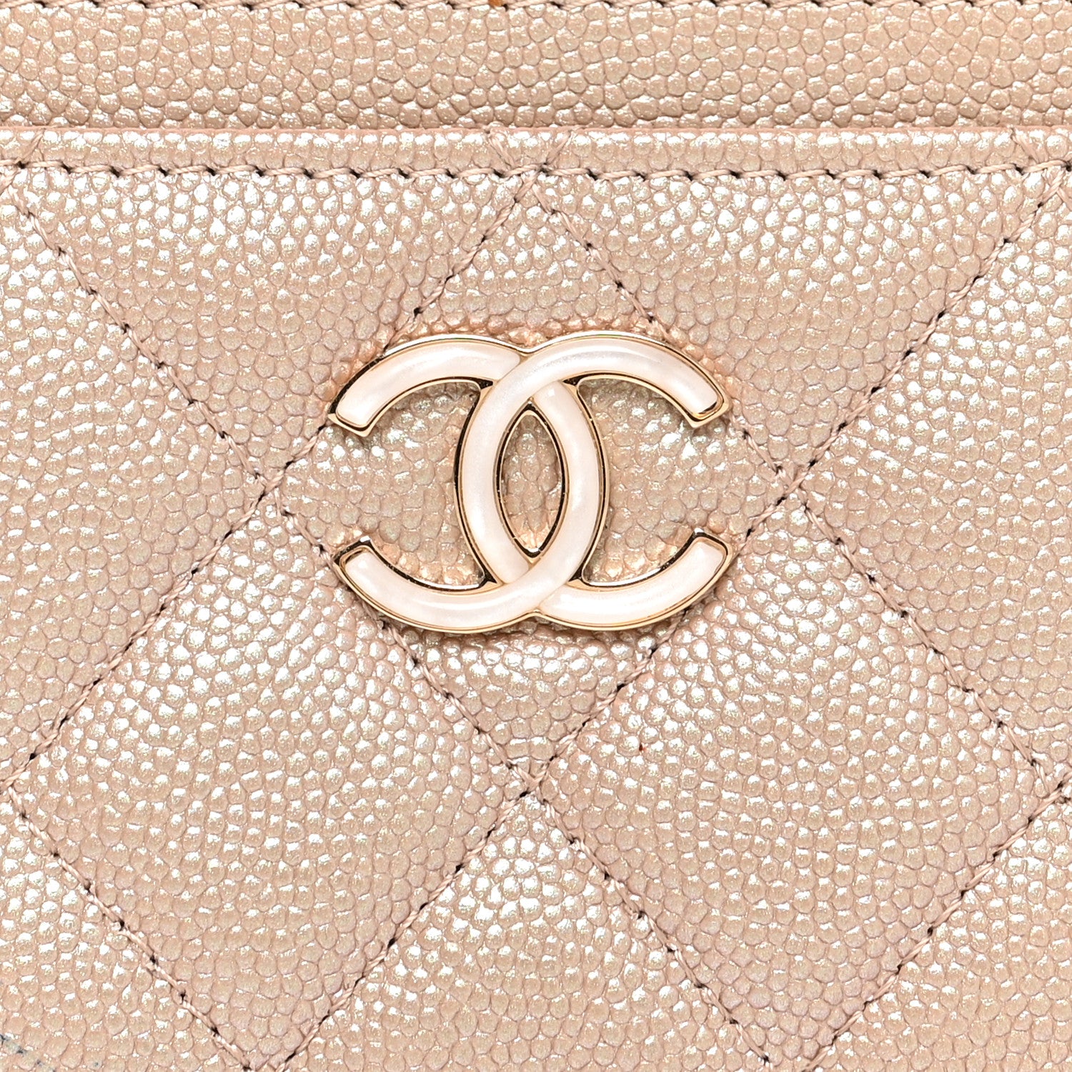Chanel Iridescent Caviar Quilted Card Holder Beige 8 of 9