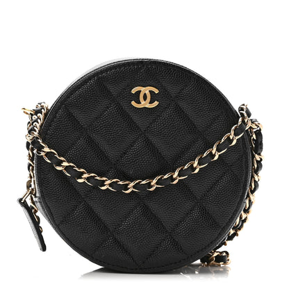 Chanel Caviar Quilted Round Clutch With Chain Black 1 of 10