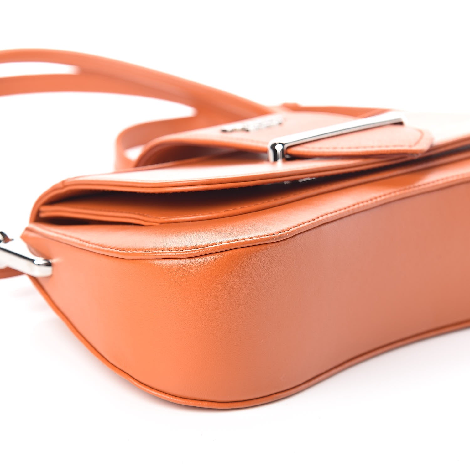 Prada City Calfskin Saffiano Sidonie Shoulder Bag Papaya 8 of 9
